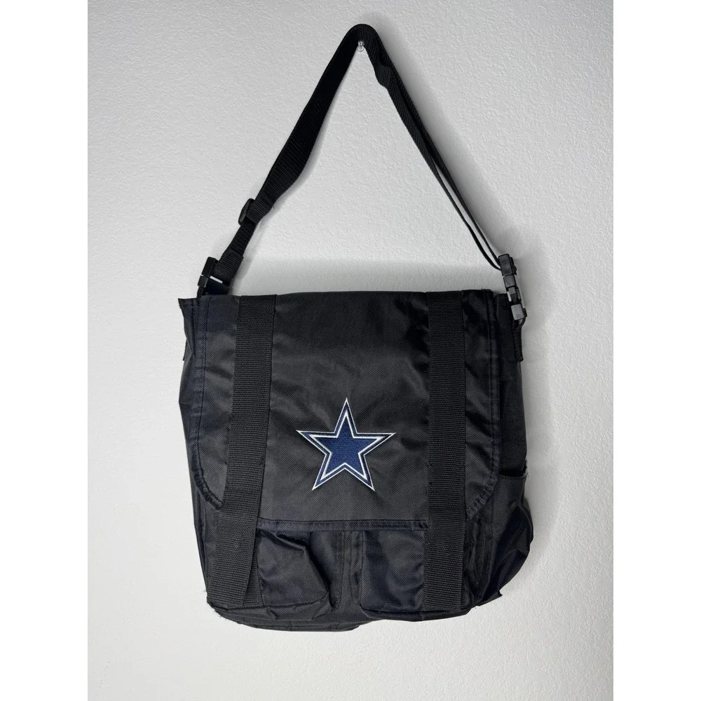 Dallas Cowboys Messenger Bag Black Nylon NFL Star Logo Crossbody Travel Bag